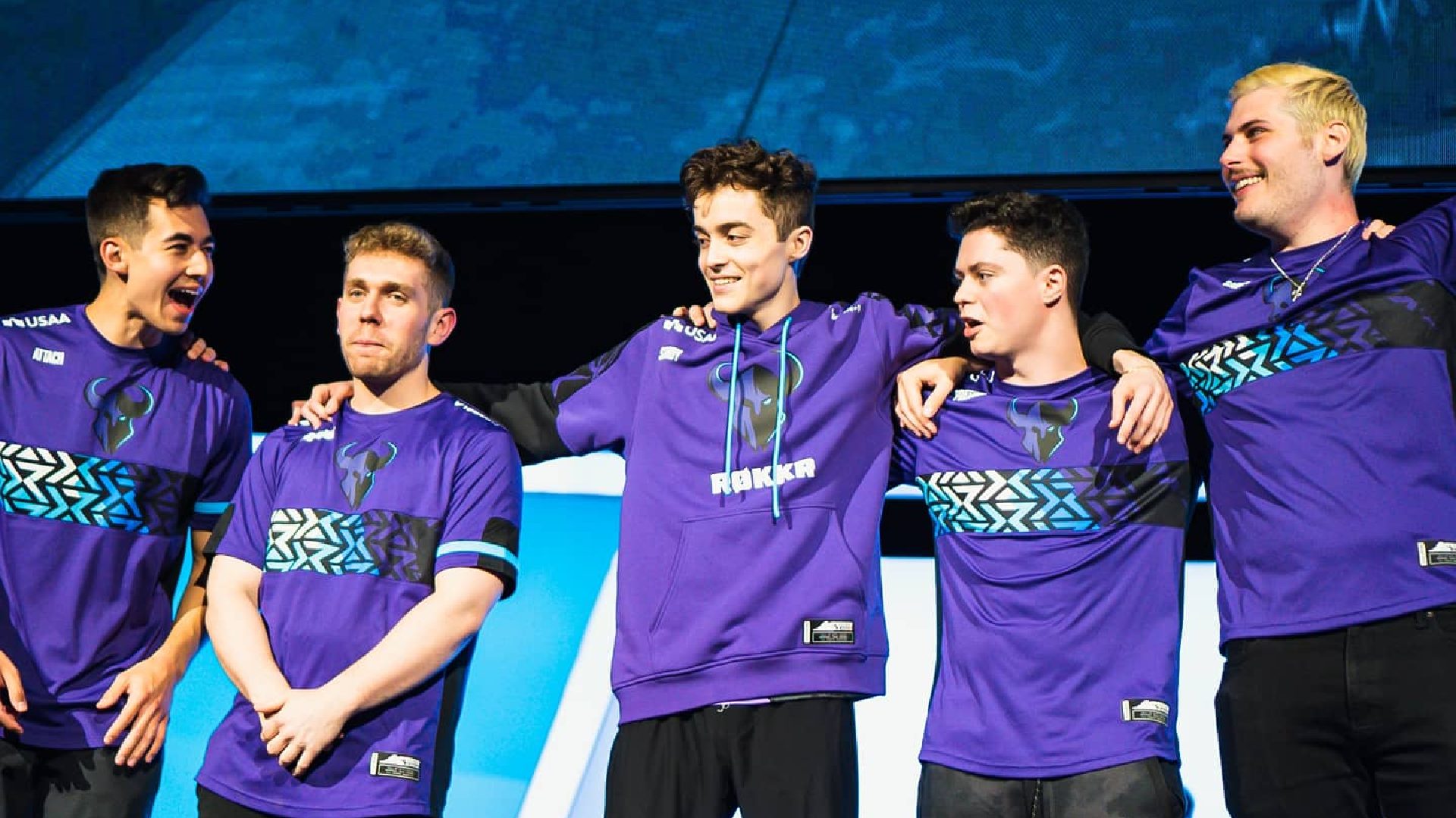 Attach and his teammates on Minnesota ROKKR celebrating their Stage 5 Major win