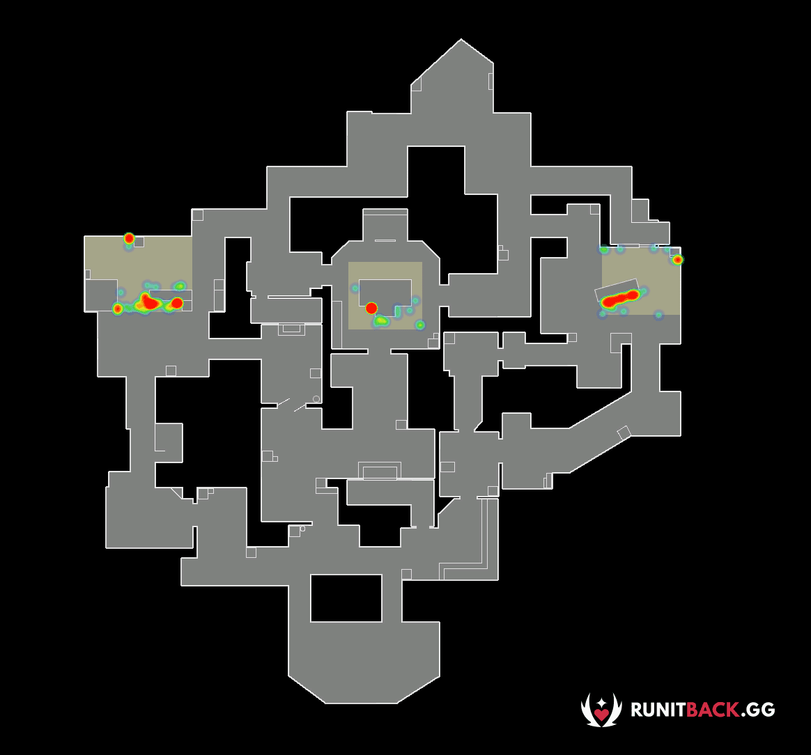 The most common plant sites on Haven during VALORANT Stage 3 Masters Berlin | Credit to rib.gg