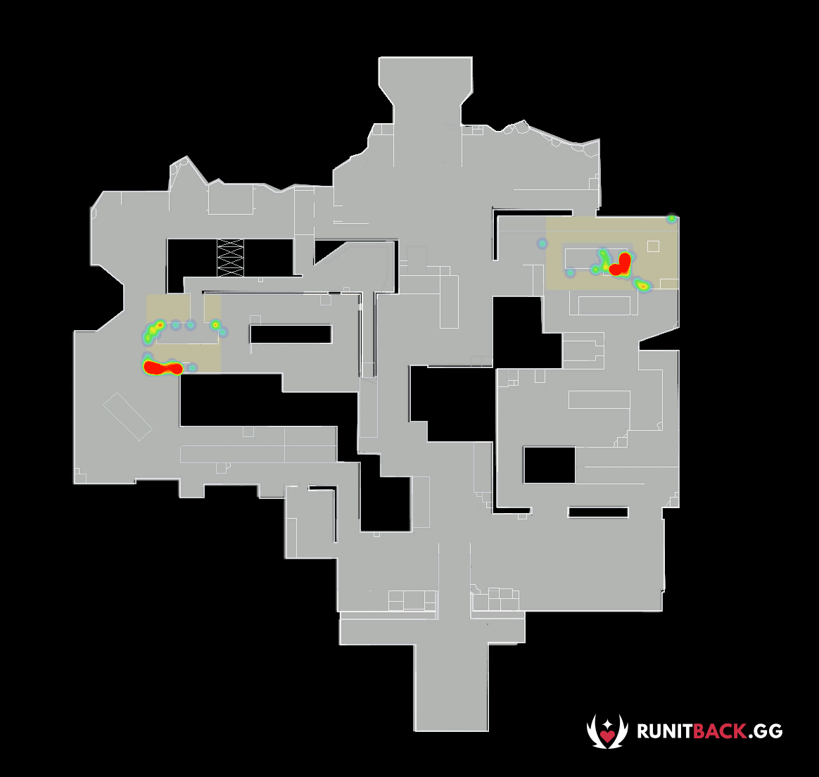 The most common plant sites on Icebox during VALORANT Stage 3 Masters Berlin | Credit to rib.gg