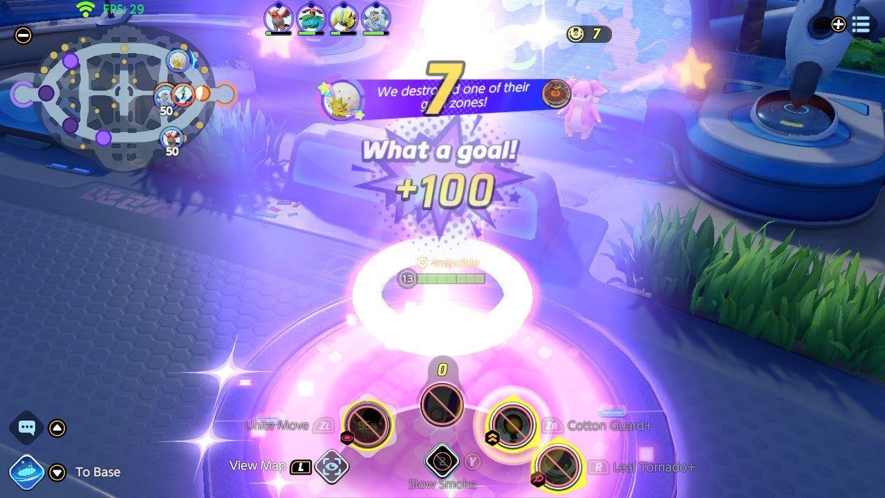 Pikachu scores a goal in Pokemon UNITE