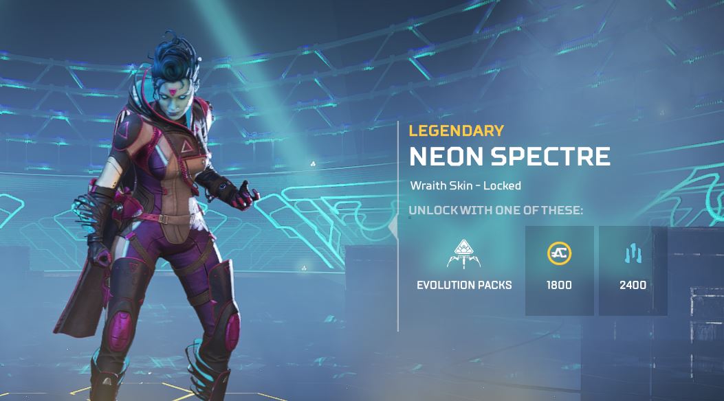Screenshot of the Apex Legends Neon Spectre Wraith skin