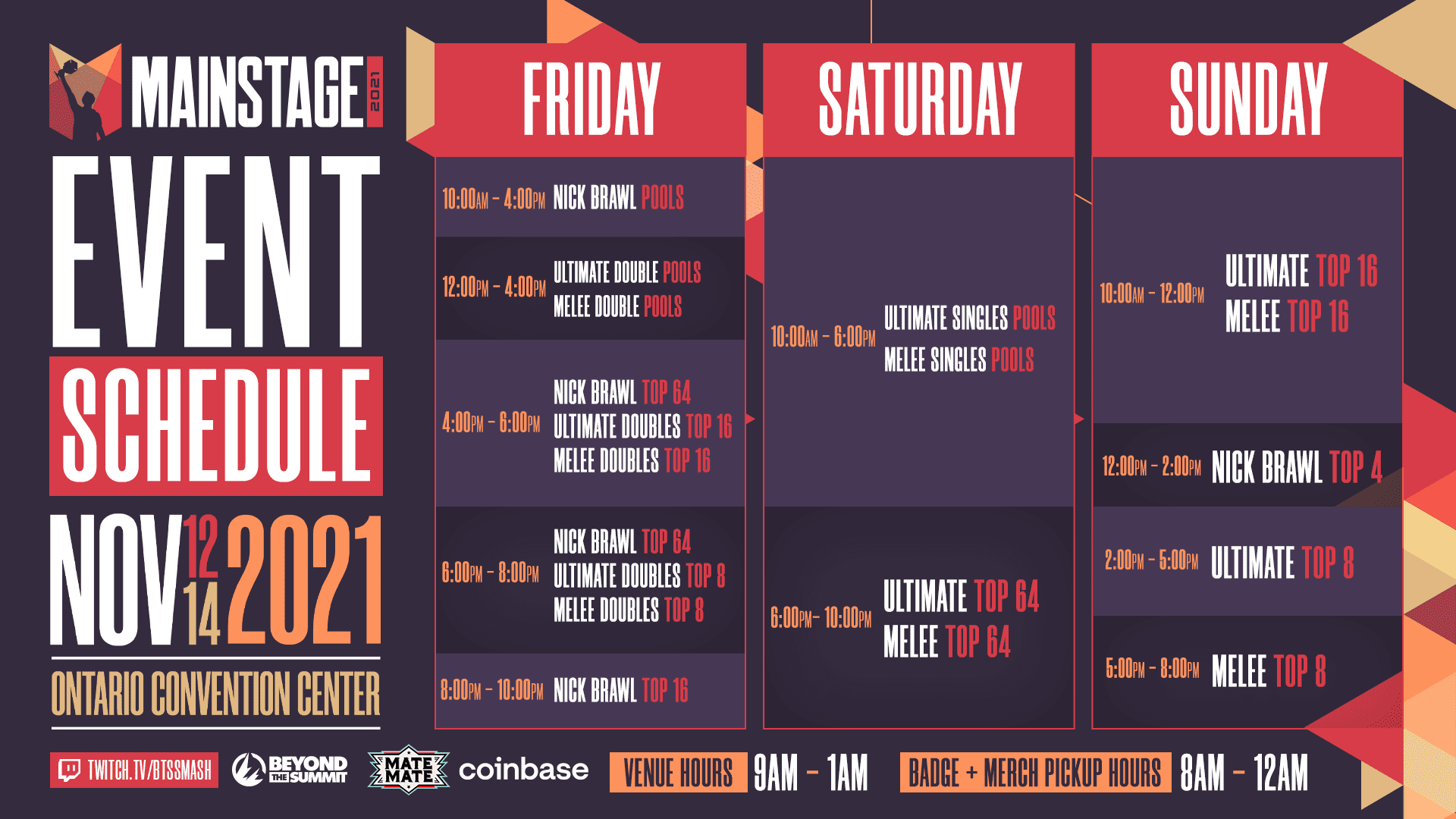 Mainstage 2021 schedule