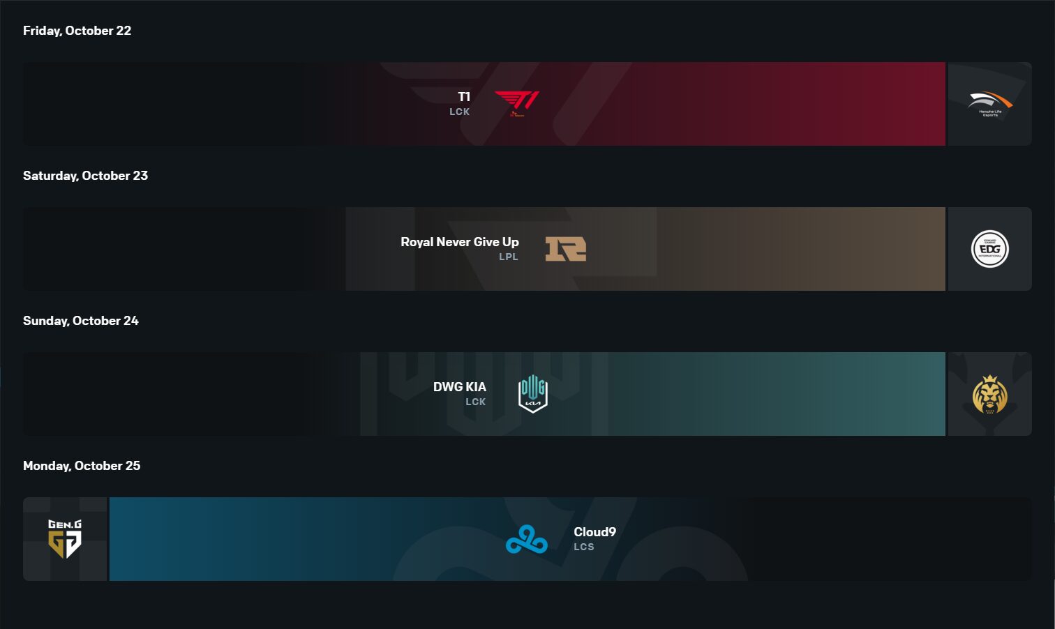 Taha's Worlds 2021 knockout stage pick'em gives RNG the win over EDG and continues the trend of C9 over Gen.G.