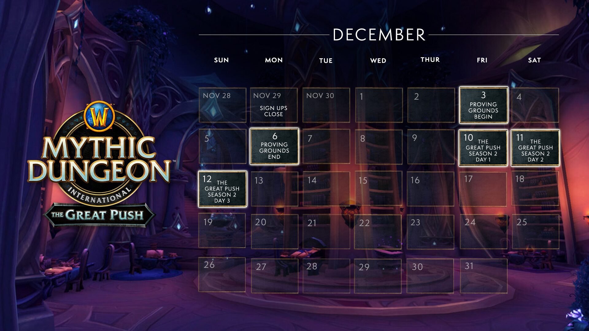 World of Warcraft The Great Push Season 2 schedule