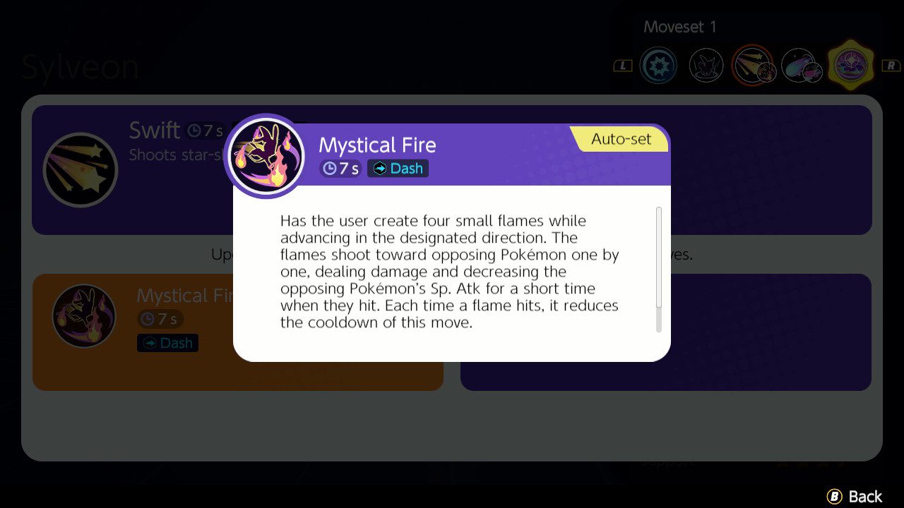 Screenshot of Sylveon's Mystical Fire move in Pokémon Unite
