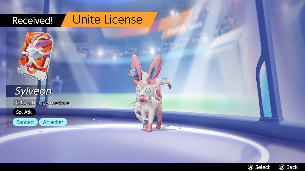 Screenshot of Sylveon's Pokémon Unite license