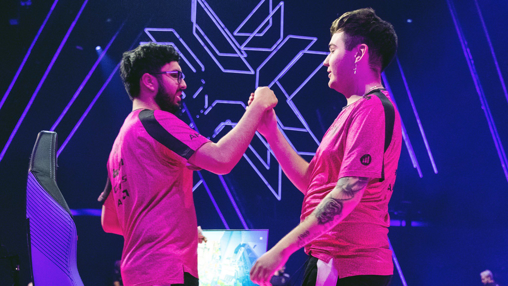 South American Champions representatives KRU Esports players embracing after a win