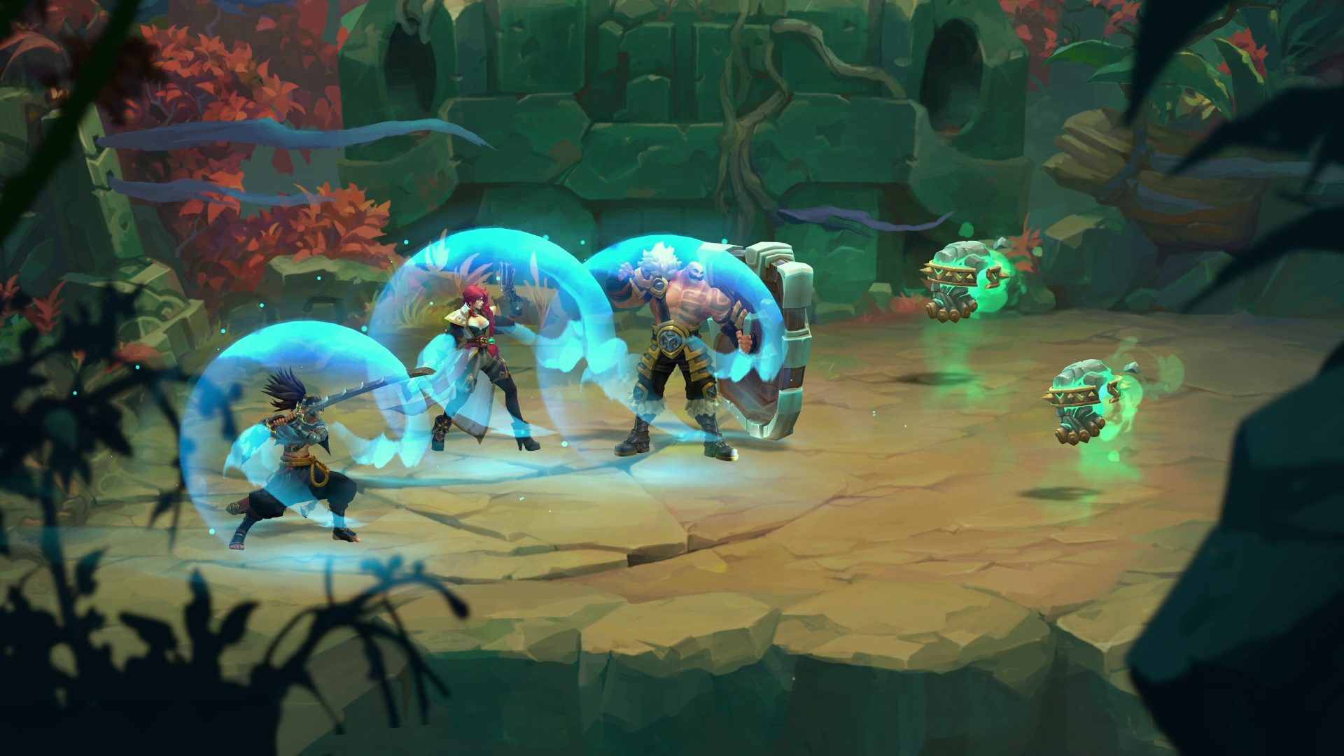 Braum using one of his lane abilities in ruined king