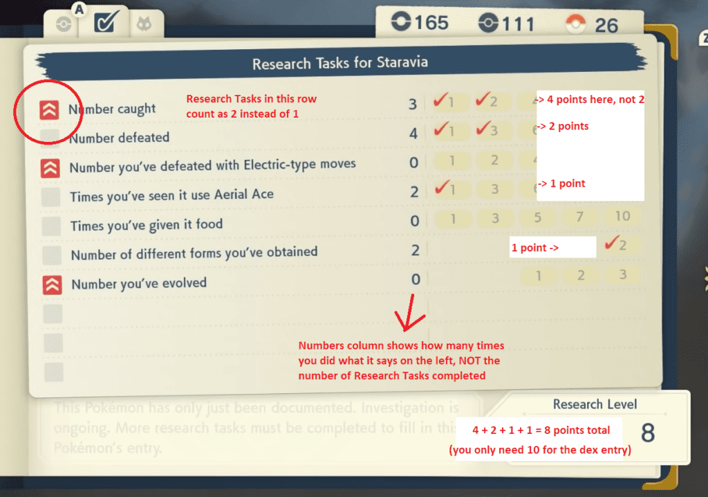 How Pokédex research tasks work in Pokémon Legends: Arceus