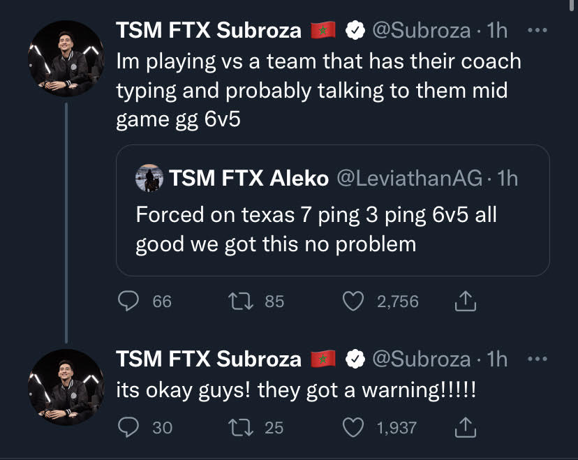 Subroza accuses T1 coach of cheating during lower bracket match