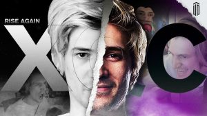 photo of xQc, black and white on one side and color on the other, for The Rise Again of xQc