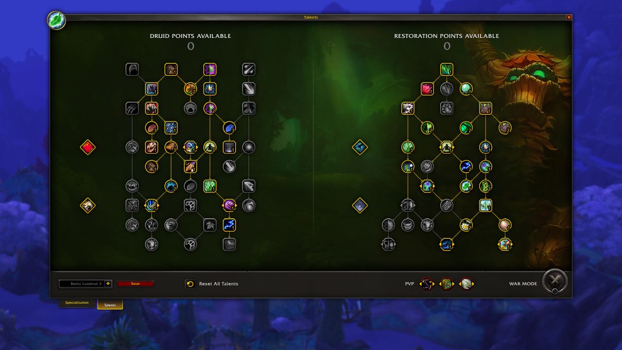 Talent system screenshot