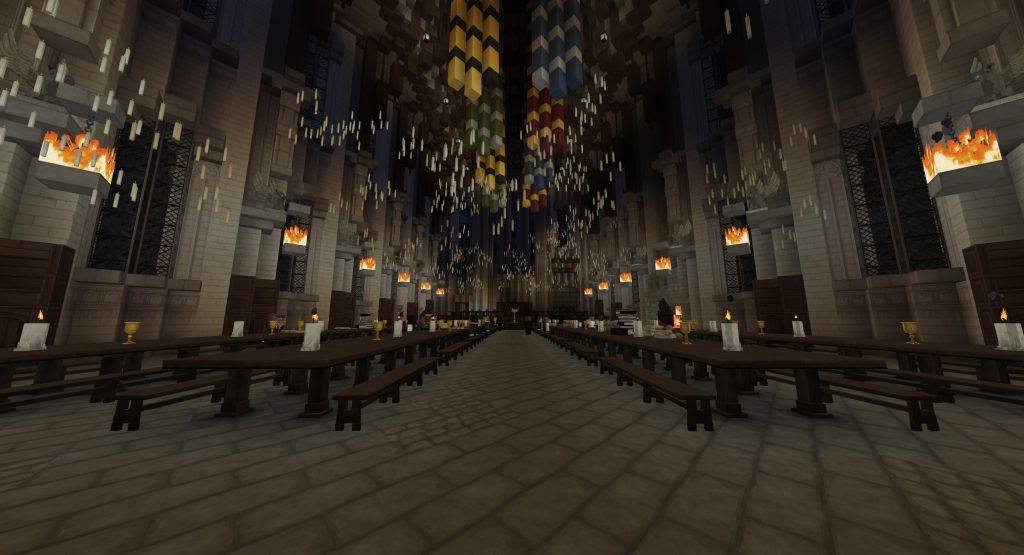 The Great Hall is part of the Minecraft Hogwarts mod Legacy