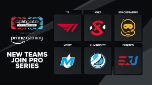 A graphic depicting the six new teams joining the Splitgate Pro Series 2022 Summer Season.
