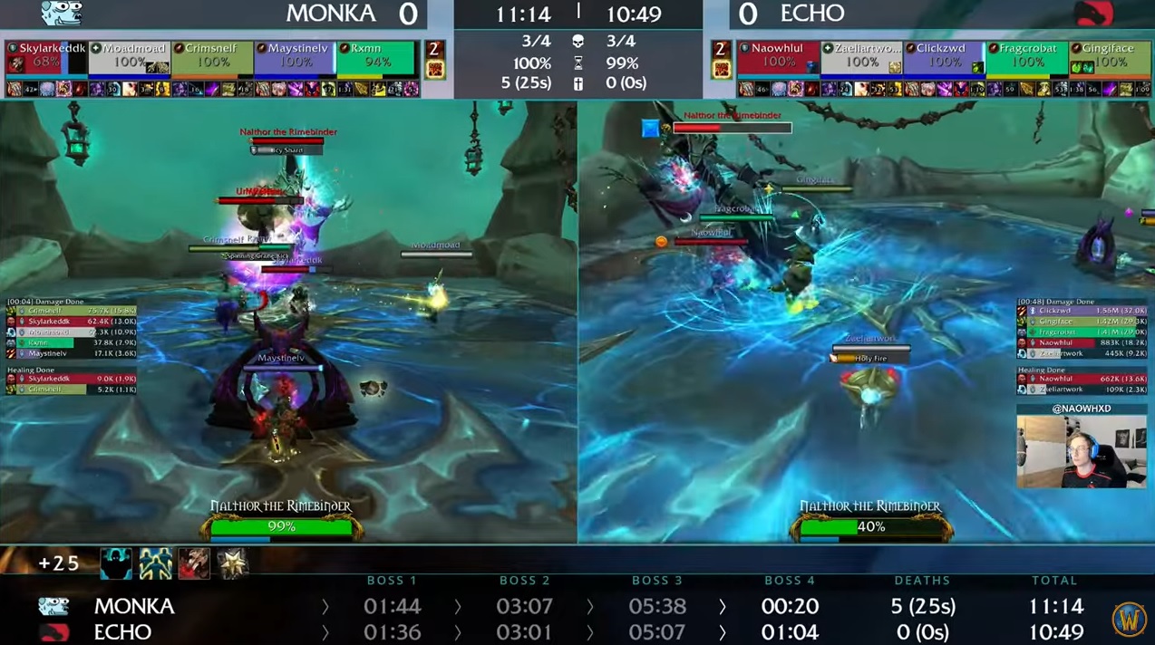 Monka versus Echo in the 2022 WoW MDI Global Finals