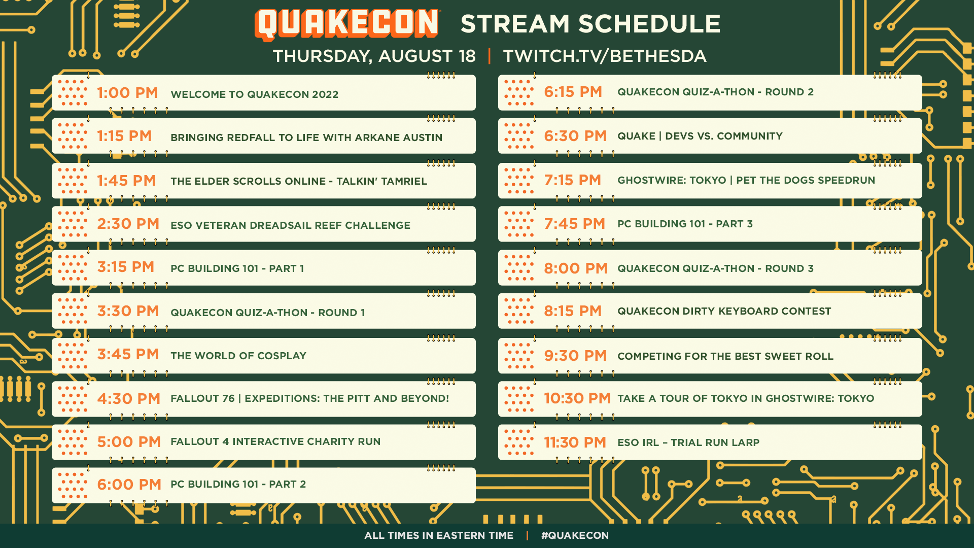 QuakeCon 2022 schedule, pro games, and more