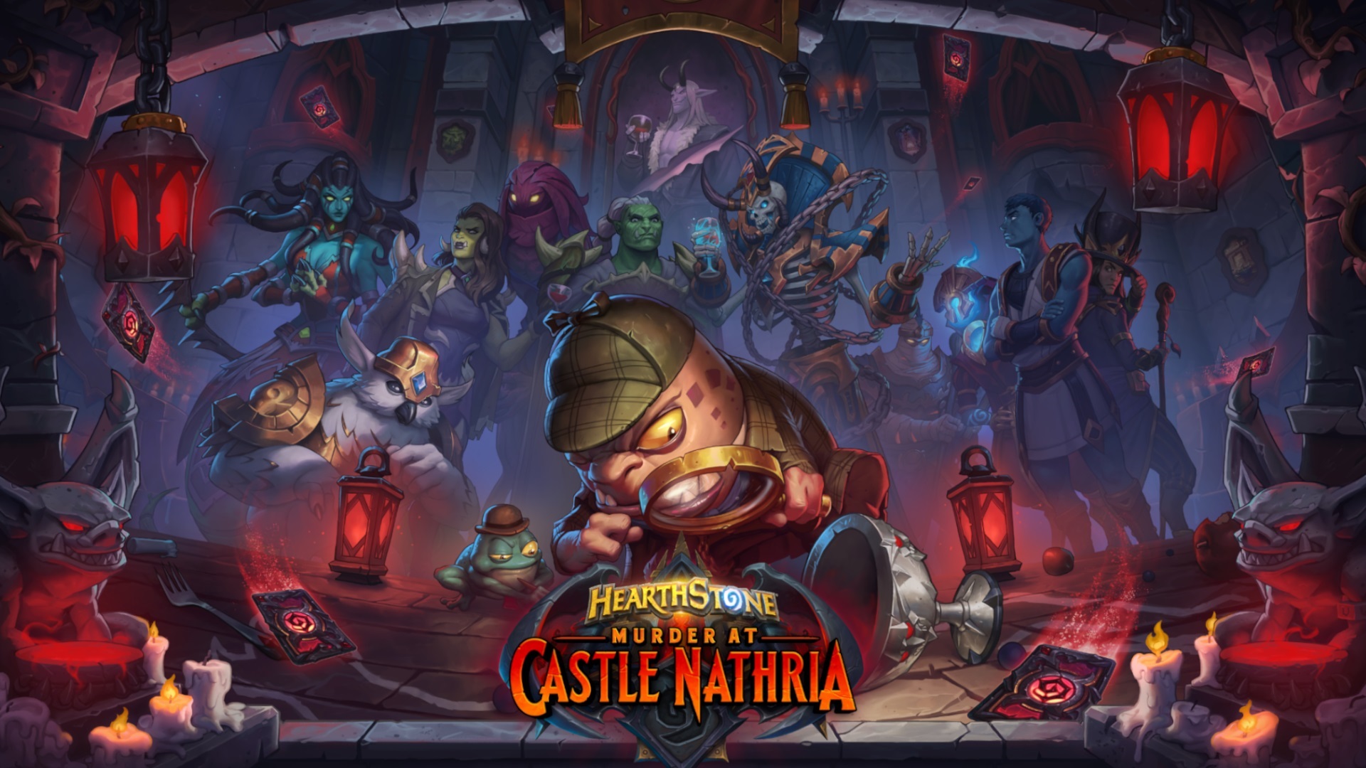 Hearthstone key art for the Murder at Castle Nathria expansion