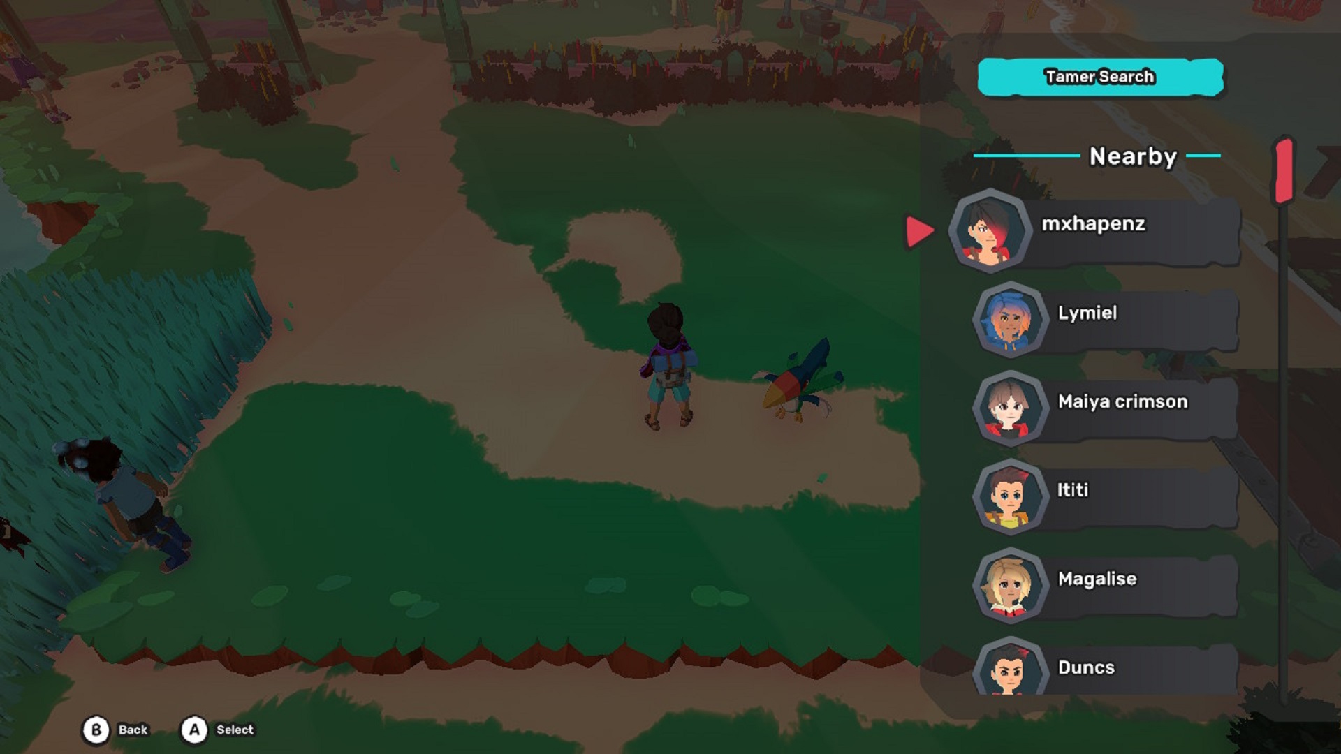 Temtem's Interact menu