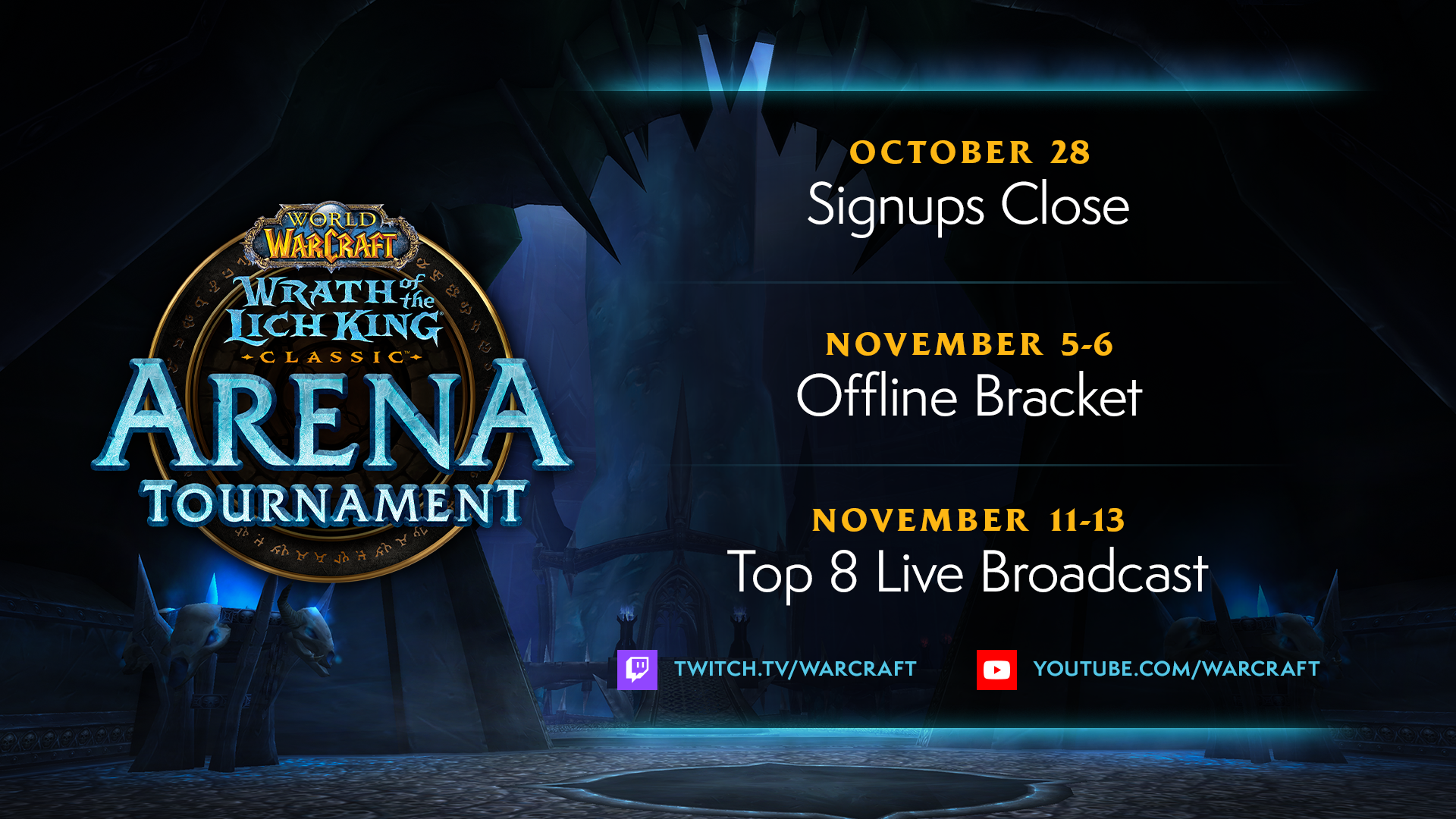 World of Warcraft Classic Arena Tournament information for Wrath of the Lich King Classic